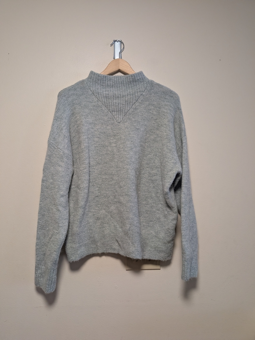 Madewell Mock Neck Sweater Soft Knit Blue Gray Size L